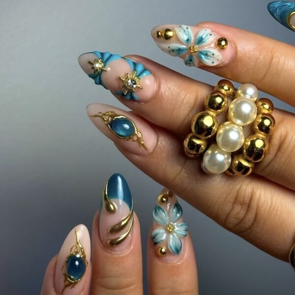 10011 Gilded Azure Floral Fantasy
