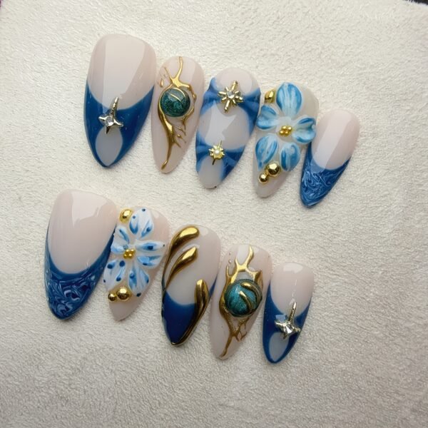 10013 Gilded Azure Floral Fantasy