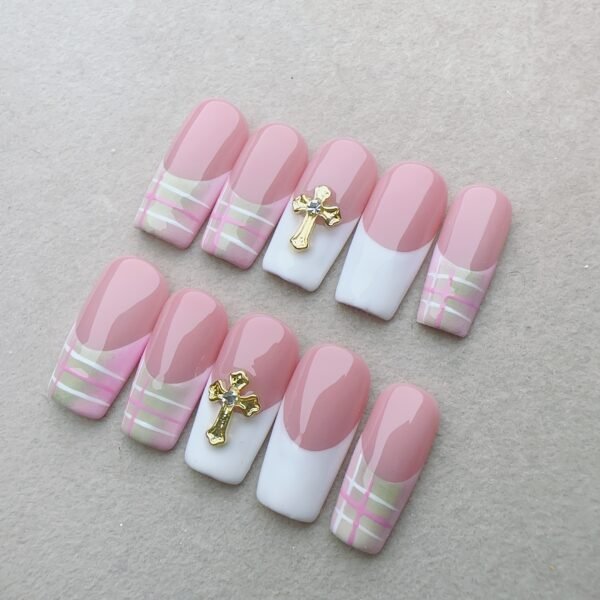 10099 Pink Plaid Cross · Sweet-Edgy Holy Emblem