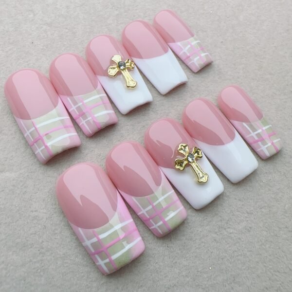 10134 Pink Plaid Cross Edgy