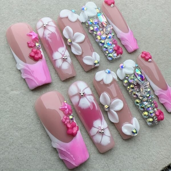 Pink Floral Gem Luxury Art