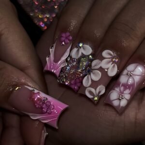 10153 Pink Floral Gem Luxury Art