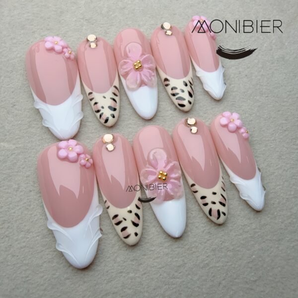 Pink Floral Leopard Luxury Nails