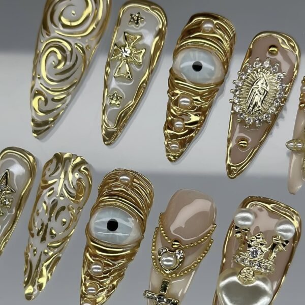 Gold Religious Luxury Art Nails