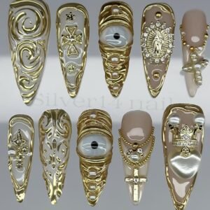 10162 Gold Religious Luxury Art Nails