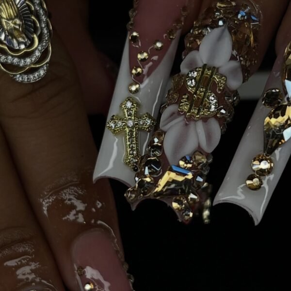 Gold Religious Luxury Art Nails