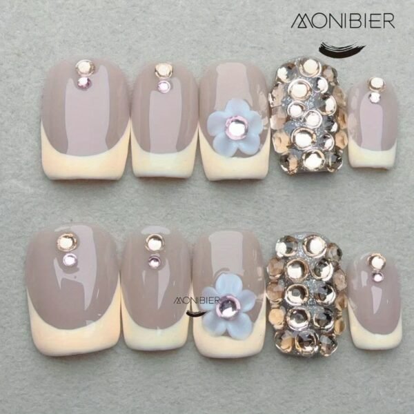 Nude Elegant Floral Gem Art