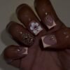 Nude-Purple Floral Glitter Press-on Nails