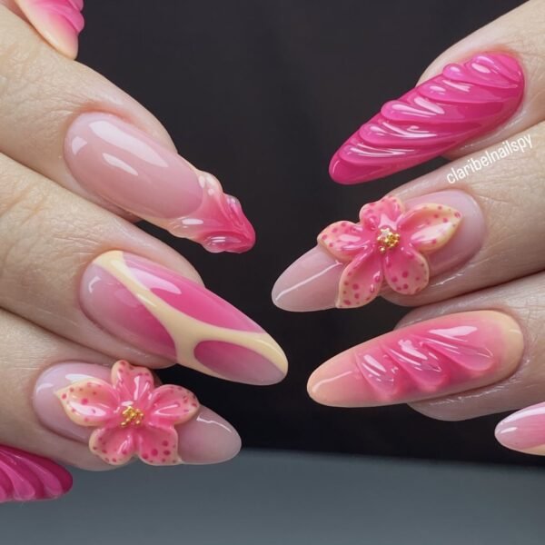 10227 Pink Feather Floral Rhyme