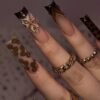 Brown Floral Leopard Retro Sweet Nails