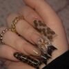 Brown Floral Leopard Retro Sweet Nails