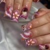 Pink Brown Floral Rhyme Nail Series